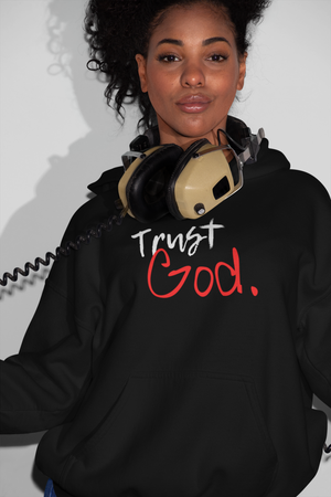 Embroidered Unisex Black/White "Trust God" Hoodie